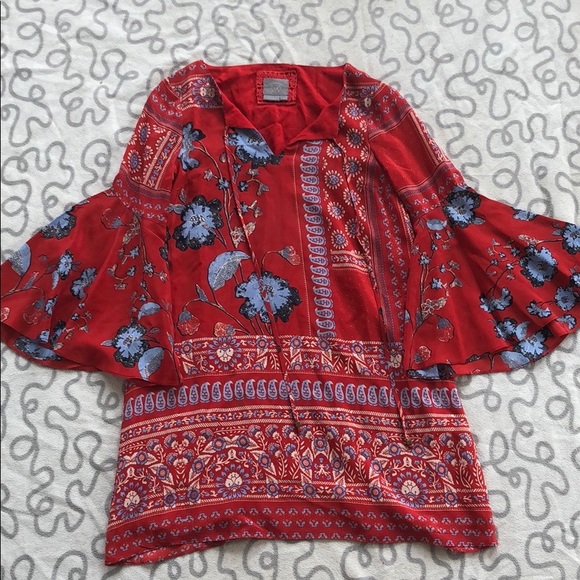 Anthropologie Vanessa Virginia Floral Bell Sleeve Dress - Picture 2 of 9